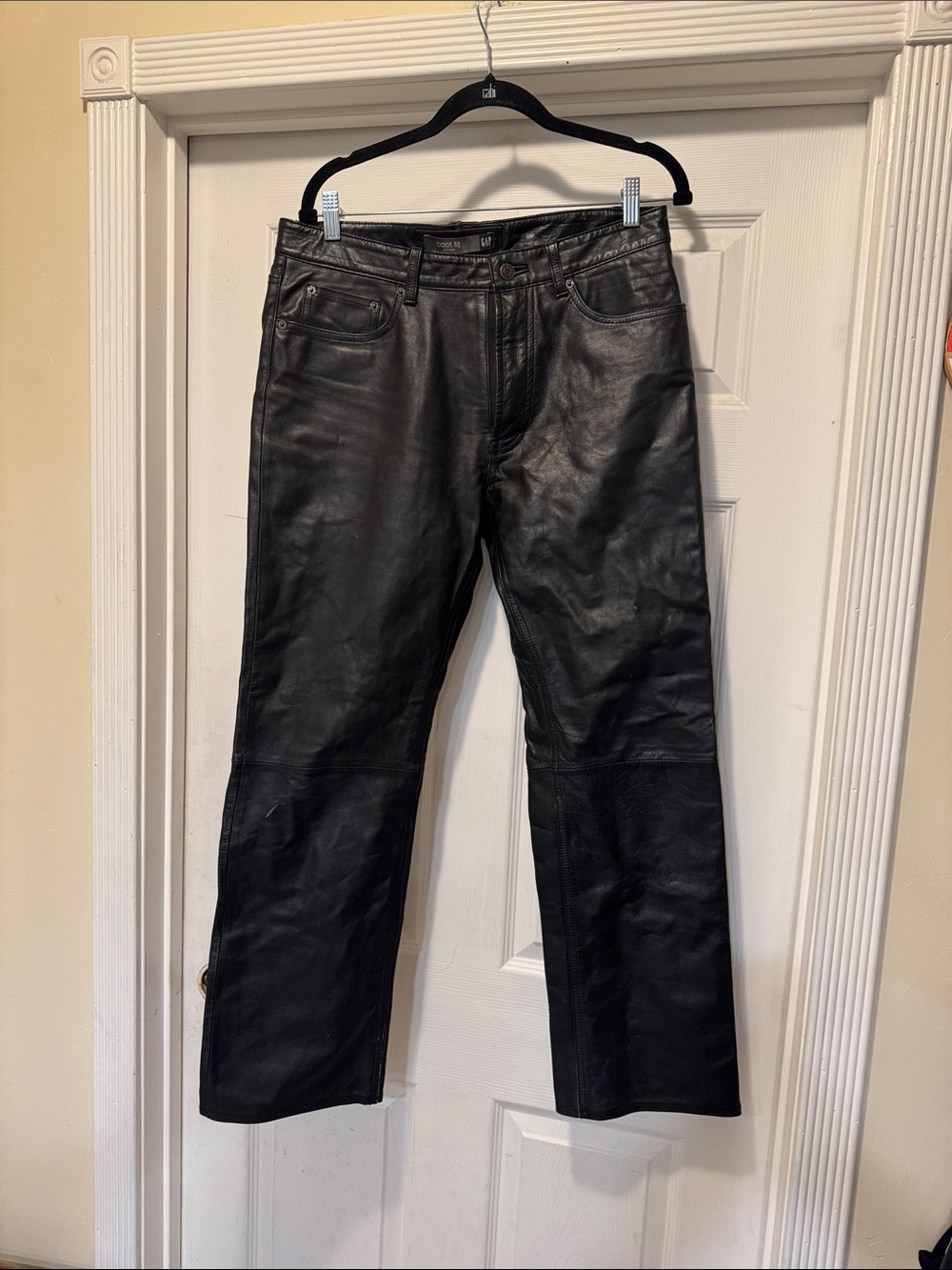 Y2K GAP Black Straight Leather Jeans